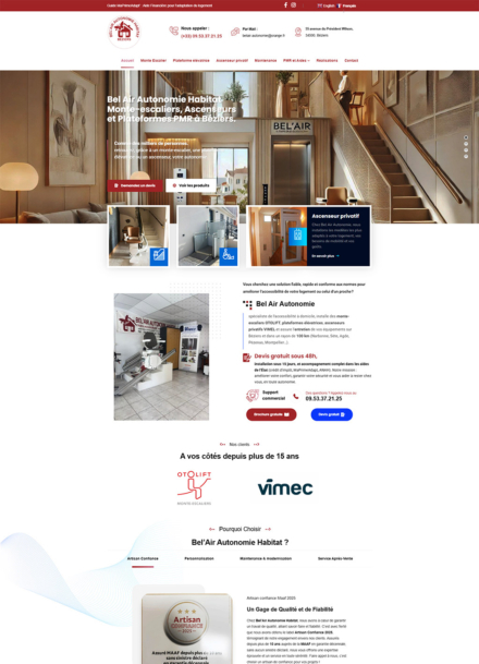 Site belairautonomie.fr - Références Panda Marketing Digital